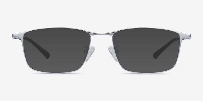 Fielder Silver TitaniumEyeglass Frames from EyeBuyDirect, with Tinted Lenses