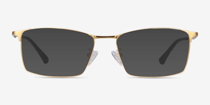Decider Gold TitaniumEyeglass Frames from EyeBuyDirect, with Tinted Lenses