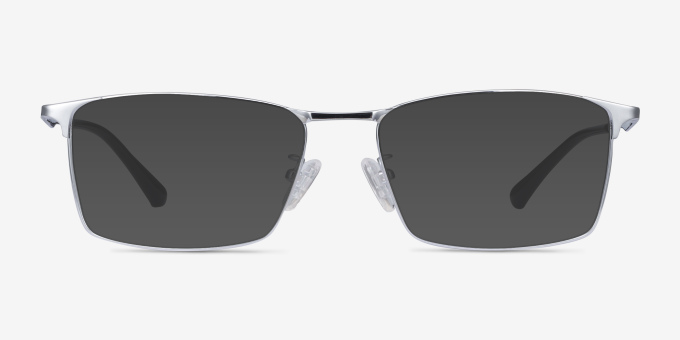 Decider Silver TitaniumEyeglass Frames from EyeBuyDirect, with Tinted Lenses