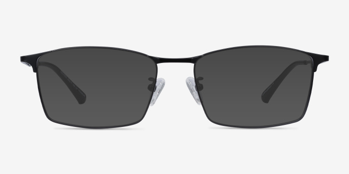 Decider Black TitaniumEyeglass Frames from EyeBuyDirect, with Tinted Lenses