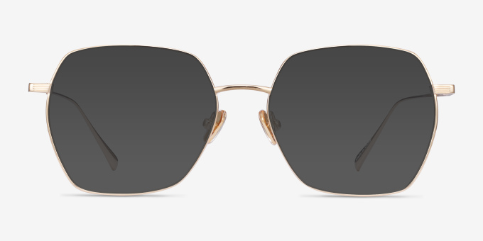 Holistic Gold TitaniumEyeglass Frames from EyeBuyDirect, with Tinted Lenses