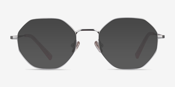Cecily Silver TitaniumEyeglass Frames from EyeBuyDirect, with Tinted Lenses