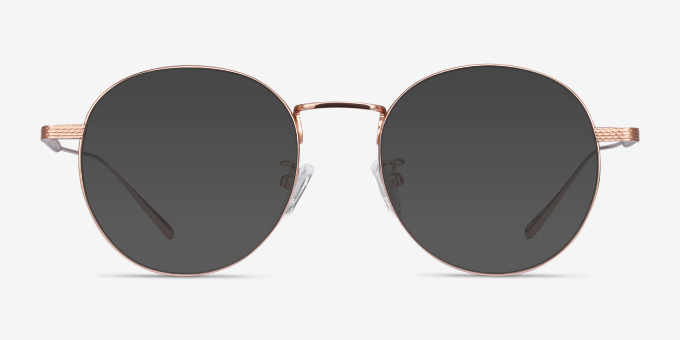 Geometry Rose Gold TitaniumEyeglass Frames from EyeBuyDirect, with Tinted Lenses