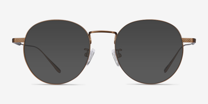 Geometry Bronze TitaniumEyeglass Frames from EyeBuyDirect, with Tinted Lenses