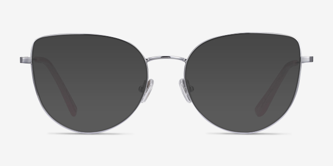 Imani Silver TitaniumEyeglass Frames from EyeBuyDirect, with Tinted Lenses