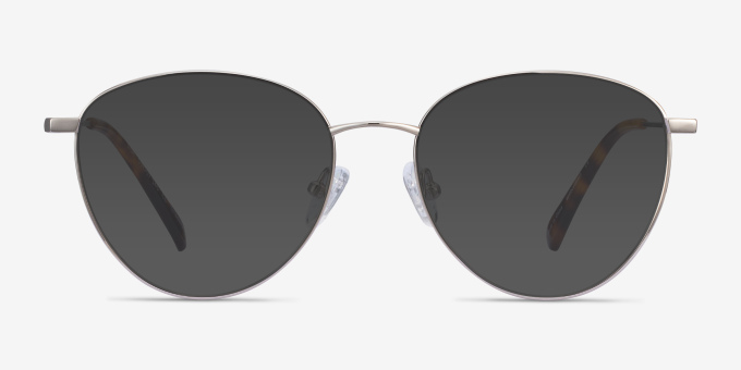 Lila Silver TitaniumEyeglass Frames from EyeBuyDirect, with Tinted Lenses
