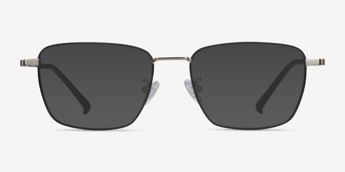 Lorem Black Silver TitaniumEyeglass Frames from EyeBuyDirect, with Tinted Lenses