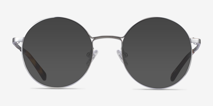 Midtown Silver TitaniumEyeglass Frames from EyeBuyDirect, with Tinted Lenses
