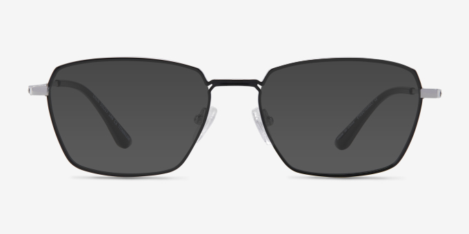Eren Black Silver TitaniumEyeglass Frames from EyeBuyDirect, with Tinted Lenses