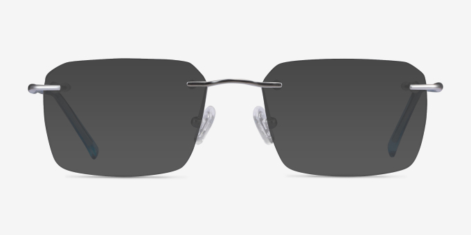 Nate Silver Clear Blue TitaniumEyeglass Frames from EyeBuyDirect, with Tinted Lenses