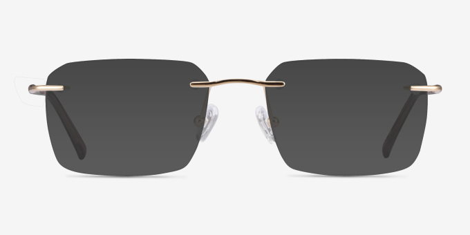 Nate Gold Brown TitaniumEyeglass Frames from EyeBuyDirect, with Tinted Lenses