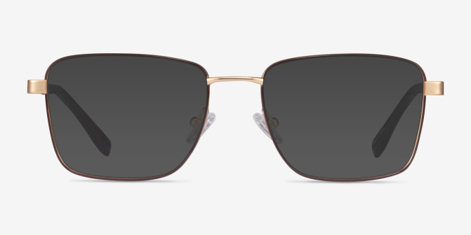 Bolton Gold Brown TitaniumEyeglass Frames from EyeBuyDirect, with Tinted Lenses