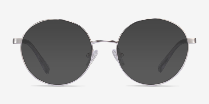 Sahel Silver TitaniumEyeglass Frames from EyeBuyDirect, with Tinted Lenses