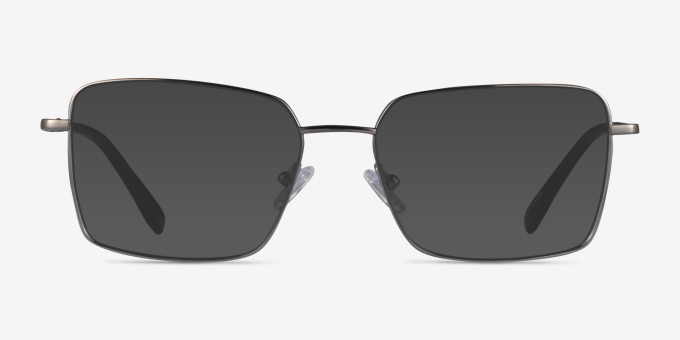Caspian Silver TitaniumEyeglass Frames from EyeBuyDirect, with Tinted Lenses