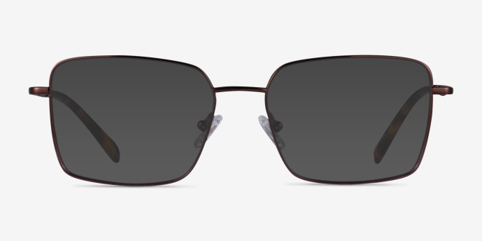 Caspian Coffee TitaniumEyeglass Frames from EyeBuyDirect, with Tinted Lenses