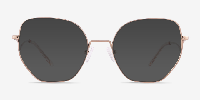 Leo Shiny Rose Gold TitaniumEyeglass Frames from EyeBuyDirect, with Tinted Lenses