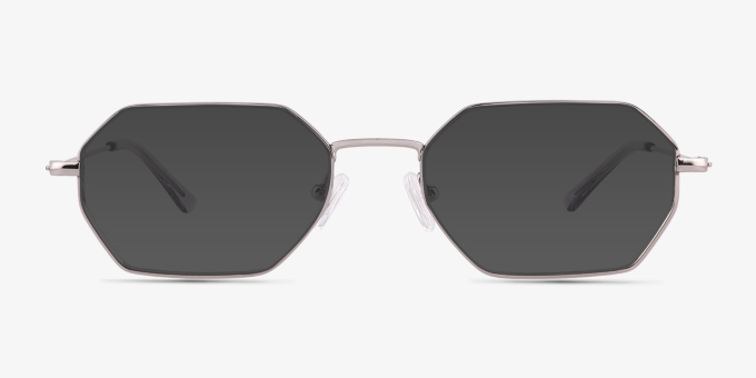 Bidu White Silver TitaniumEyeglass Frames from EyeBuyDirect, with Tinted Lenses