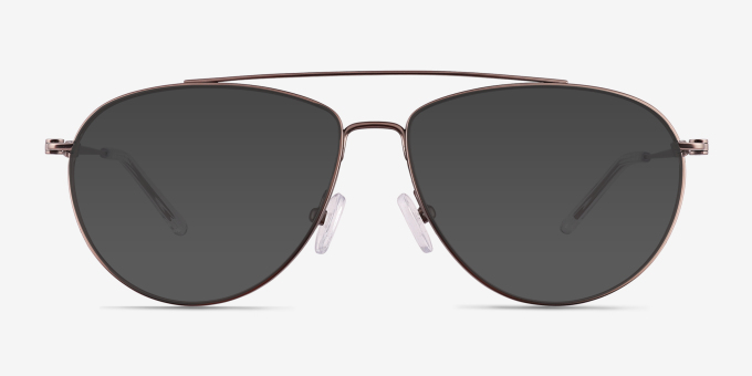 Kenji Matte Silver TitaniumEyeglass Frames from EyeBuyDirect, with Tinted Lenses
