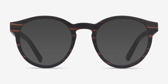 Jungle Striped Dark Wood Mixed WoodEyeglass Frames from EyeBuyDirect, with Tinted Lenses