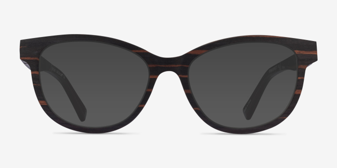 Botany Striped Dark Wood Mixed WoodEyeglass Frames from EyeBuyDirect, with Tinted Lenses