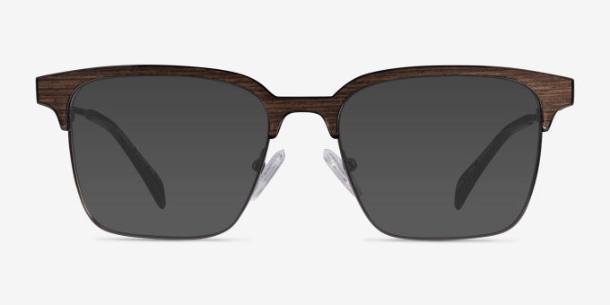 Evergreen Gunmetal & Wood MetalEyeglass Frames from EyeBuyDirect, with Tinted Lenses
