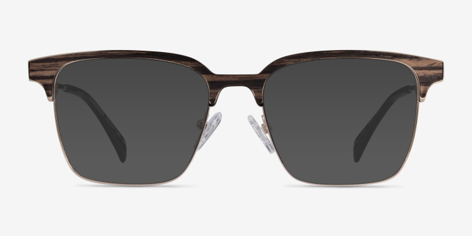 Evergreen Gold & Striped Wood MetalEyeglass Frames from EyeBuyDirect, with Tinted Lenses