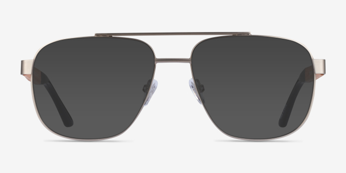 Miramar Matte Silver MetalEyeglass Frames from EyeBuyDirect, with Tinted Lenses