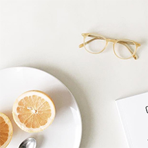 Prism glasses from eyebuydirect with a cut orange